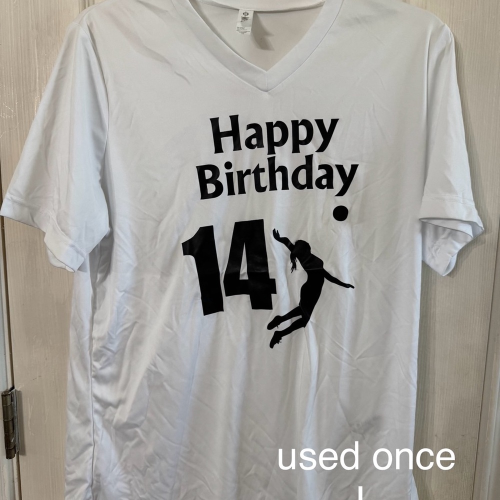 White Happy Birthday Graphic T-Shirt